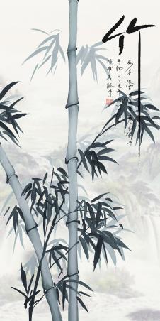 现代新中式花鸟画素材高清大图下载 G  墨竹