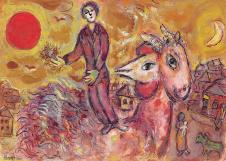 夏加尔高清油画作品  站在马背上的人