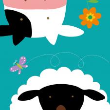 电脑设计的动物卡通画系列:绵羊卡通画,绵羊儿童画