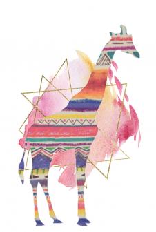 电脑创意装饰画:现代三联长颈鹿装饰画素材下载 B