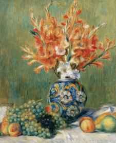 雷诺阿静物作品:花瓶和水果