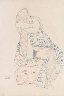 克里姆特素描: 叉开腿睡觉的女人