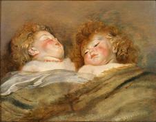 鲁本斯油画作品:  两个熟睡的孩子油画欣赏