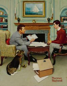 诺曼洛克威尔作品: 两个男人与狗