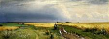 希施金高清风景油画作品  行走在麦田上  大图下载