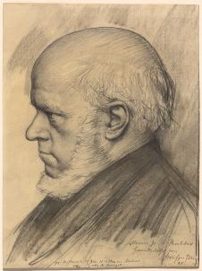 门采尔素描作品: 秃头男子头像