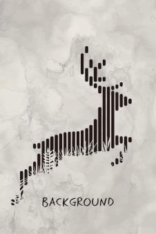 北欧极简风格装饰画欣赏: 奔跑的鹿