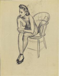 坐在椅子上的裸体女人