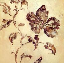 高清复古三联版画素材: 印象花卉 C