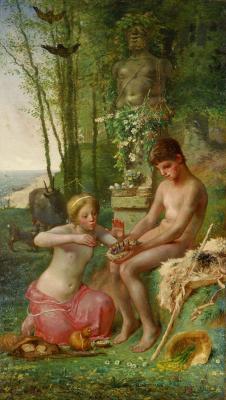 米勒油画作品: 少男和少女油画欣赏