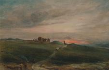 康斯太勃尔风景油画作品: 夕阳下的巨石阵