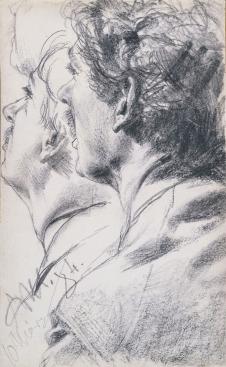 门采尔素描: 男人侧脸