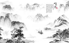 中式山水背景墙素材欣赏:山水情素材下载 G