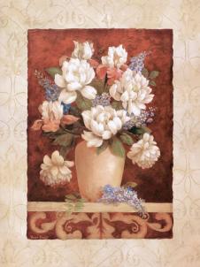 花盆静物画高清素材: 玫瑰花与绣球花
