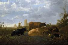 阿尔伯特·库普作品:: 休息的牛与放牧人