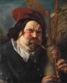 乔登斯作品: 吹乐器的胖子油画欣赏