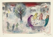 夏加尔油画作品:  一桌子的人   高清大图下载