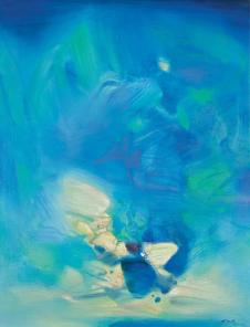 朱德群 蓝色抽象油画作品 高清大图欣赏
