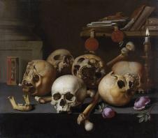 彼得·克莱兹 虚空派静物油画: 头骨和骨头
