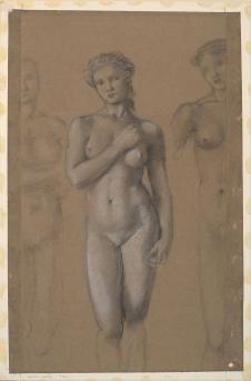 伯恩·琼斯素描作品: 裸体女人