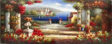 现代高清地中海风景油画大图素材下载: 三联地中海油画