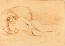 雷诺阿素描作品 :斜躺着的裸女 Woman Reclining