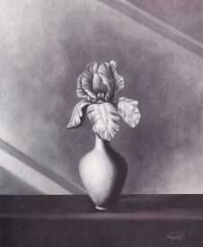 现代高清黑白四联花卉装饰画素材: 白花瓶和鸢尾花
