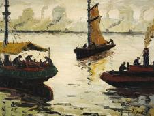 贝尼托·金克拉·马丁 Benito Quinquela Martin 码头帆船油画欣赏
