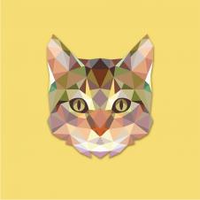 电脑设计的几何色块画:猫色块画