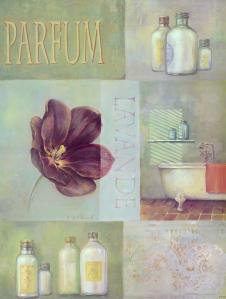 欧式浴室装饰画: 香水 郁金香和薰衣草 B