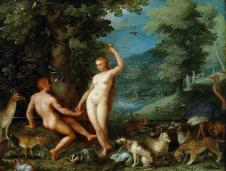 勃鲁盖尔作品: 伊甸园的亚当和夏娃
