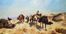杰罗姆作品: 穿越沙漠的骆驼油画欣赏