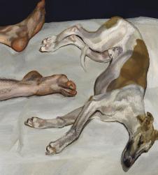 英国画家弗洛伊德作品 Eli 睡着的男子和狗