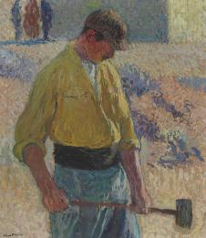 亨利马丁油画:拿锤子的工人