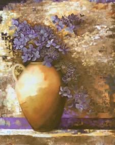 欧式装饰画素材: 陶罐和紫色的花 A
