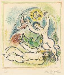 夏加尔油画作品:  两个裸体女人 高清图片素材下载