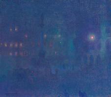 欧美抽象油画 CHARLES JOHANN PALMIE-Munchen bei Nacht(Marienplatz) 1907