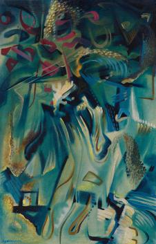 欧美抽象油画: FATHWINTER(D.I. FRANZ A. TH. WINTER)-Pizzicato auf Blau