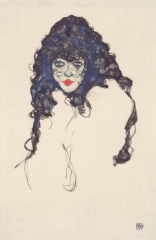埃贡·席勒作品: 黑卷发的女人肖像