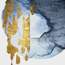 新中式抽象水彩画素材: 水彩金箔画欣赏