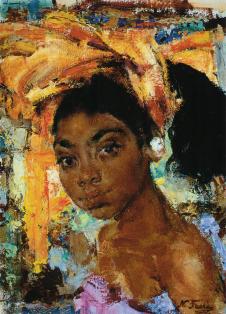 尼古拉费欣油画: 黑人姑娘肖像