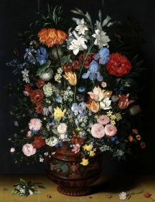 勃鲁盖尔作品: 花在花瓶里 flowers in a vase