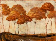 丙稀颜料画的现代田园树的装饰画 A