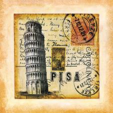 欧式邮票装饰画高清素材: 比萨斜塔 A