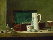 夏尔丹油画静物: 吸烟人的盒子油画欣赏