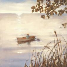 欧式四联海边风景油画素材: 海滩油画 芦苇油画 C