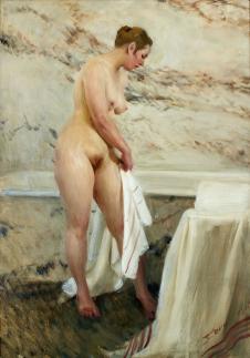佐恩作品: 沐浴的裸女油画欣赏