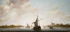 阿尔伯特·库普作品::风光明媚的水面上的帆船油画欣赏