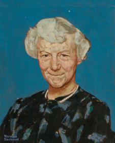 诺曼洛克威尔作品: 老妇女肖像油画