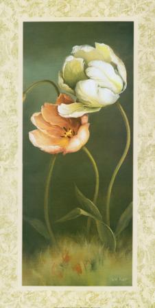 柔美的两联花卉画: 郁金香油画欣赏